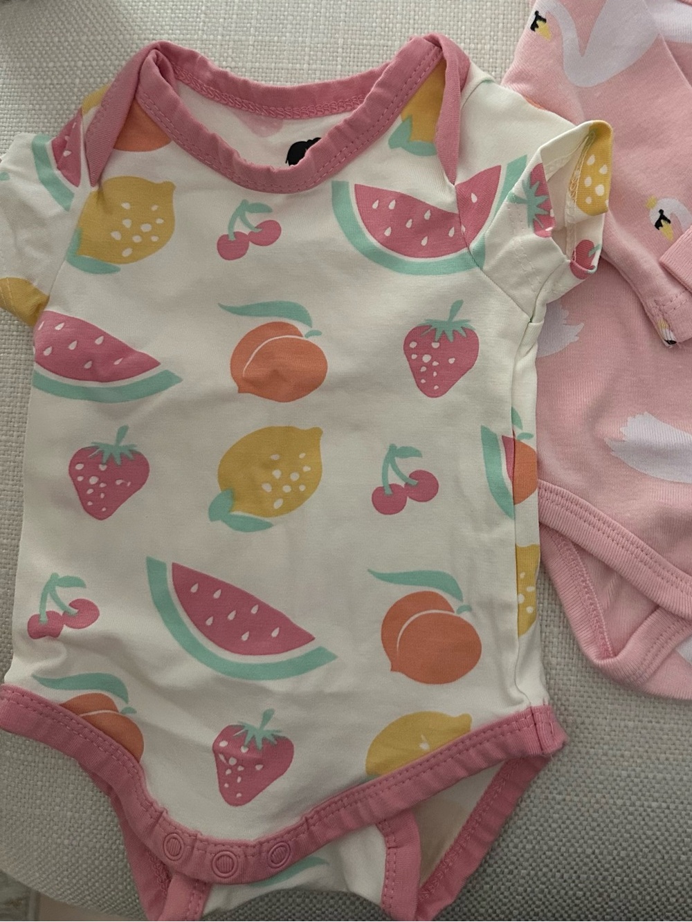 Monica & Andy pink fruit Newborn bodysuit  - Brand new